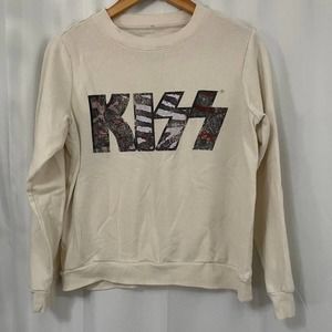 KISS band women cream Sweatshirt size small